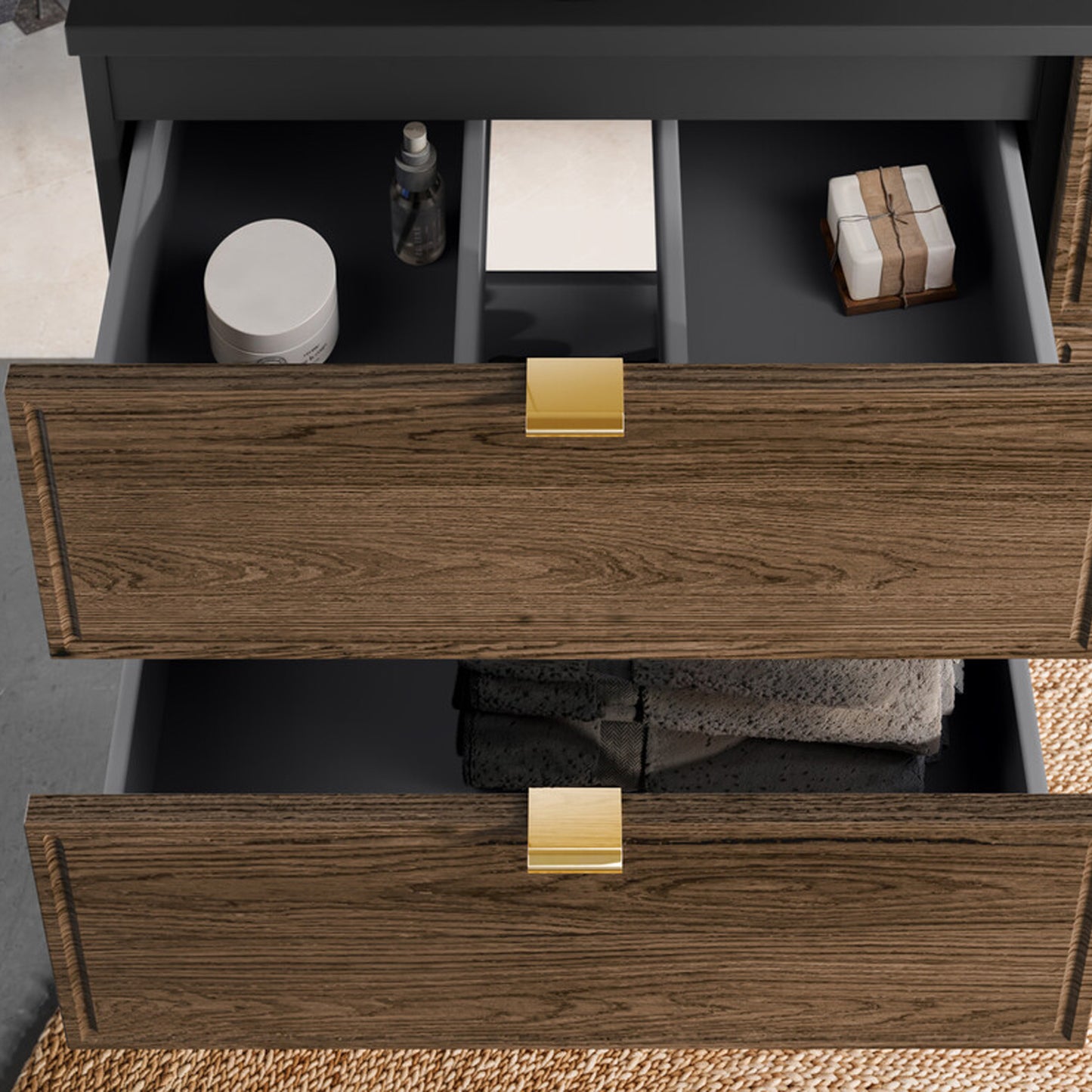 Talia Casella Bathroom Cabinet Vanity Set 60 cm with Basin and tall Unit - Casella Oak