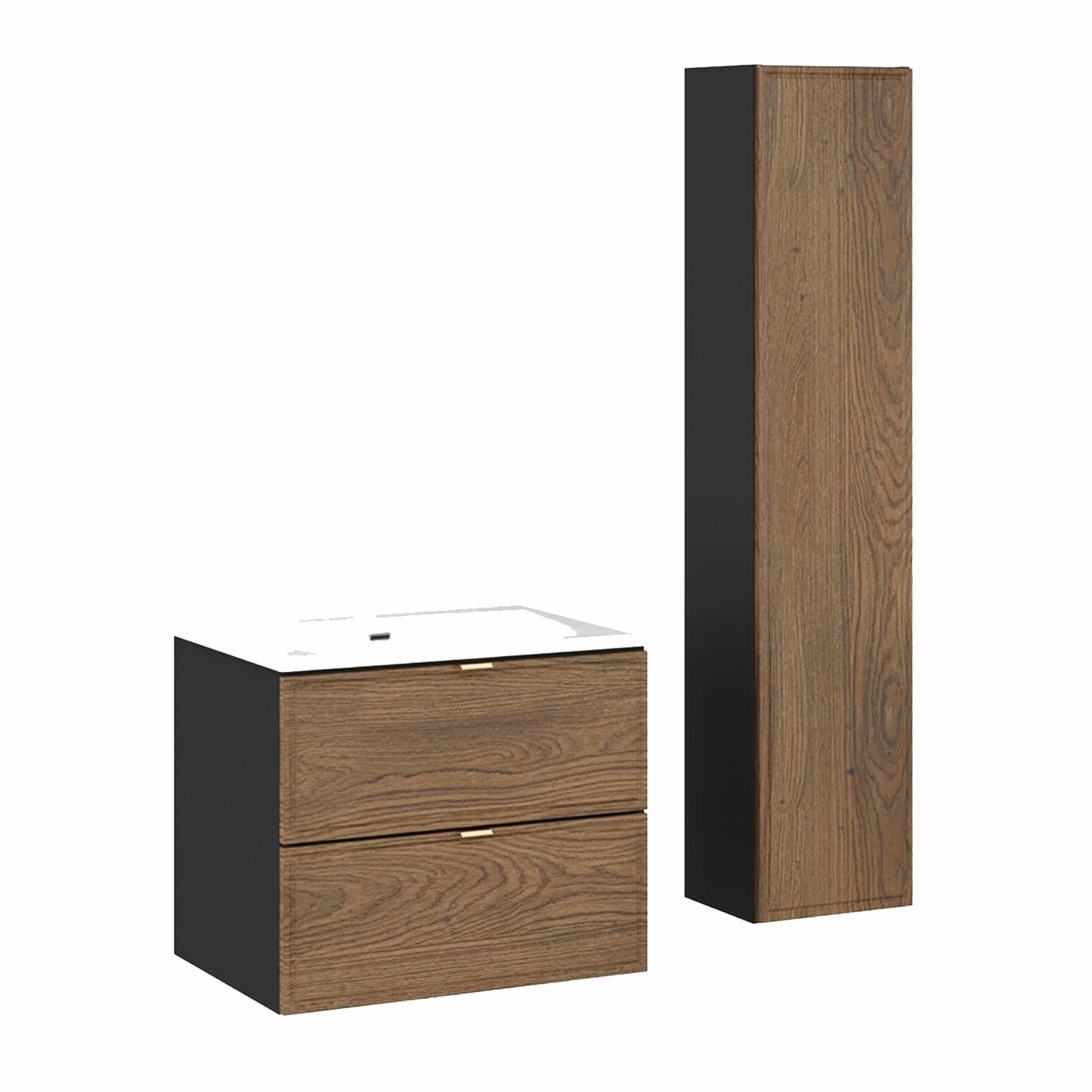 Talia Casella Bathroom Cabinet Vanity Set 60 cm with Basin and tall Unit - Casella Oak