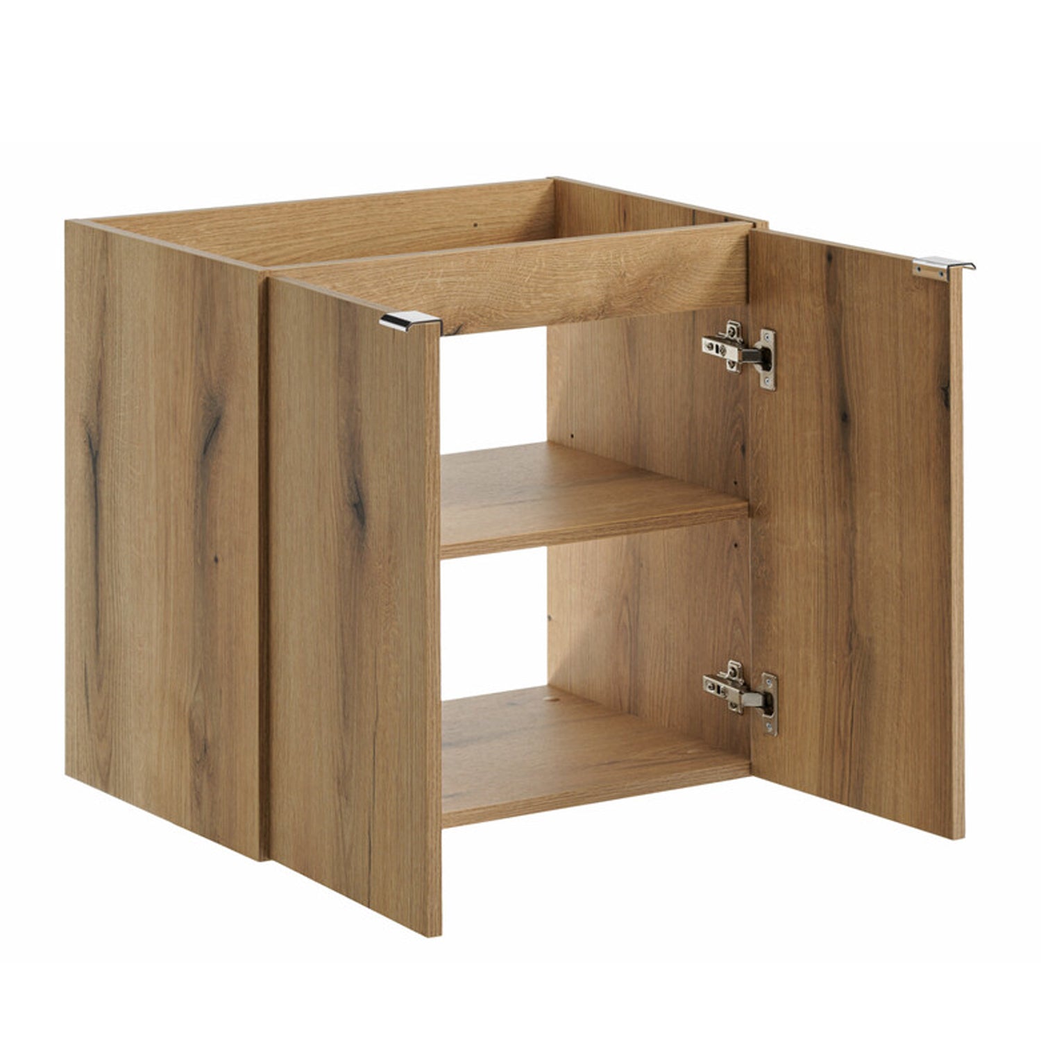 Dove 2 Door Bathroom Cabinet Vanity Unit with Built-In Basin 60cm - Evoke Oak