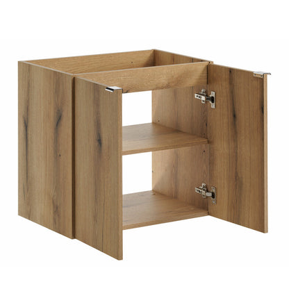 Dove 2 Door Bathroom Cabinet Vanity Unit with Built-In Basin 60cm - Evoke Oak