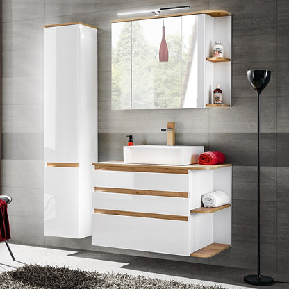 Platinum Bathroom Cabinet Vanity 90 cm - White/Gold Craft Oak