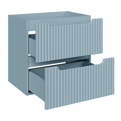 Nova Bathroom Cabinet Set with Drawers, Oak Worktop , Basins and Tall Unit - Baby Blue