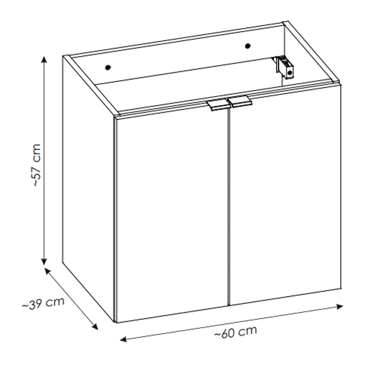 Dove 2 Door Bathroom Cabinet Vanity Unit with Built-In Basin 60cm - Evoke Oak
