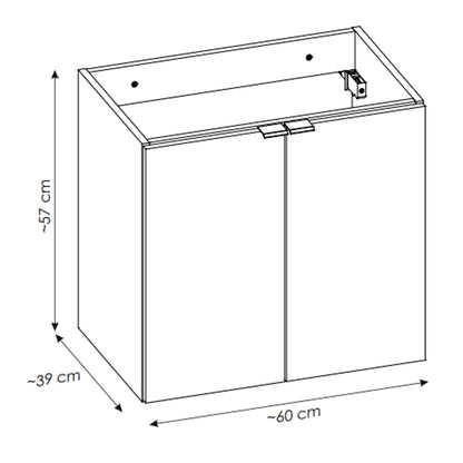 Dove 2 Door Bathroom Cabinet Vanity Unit with Built-In Basin 60cm - Evoke Oak