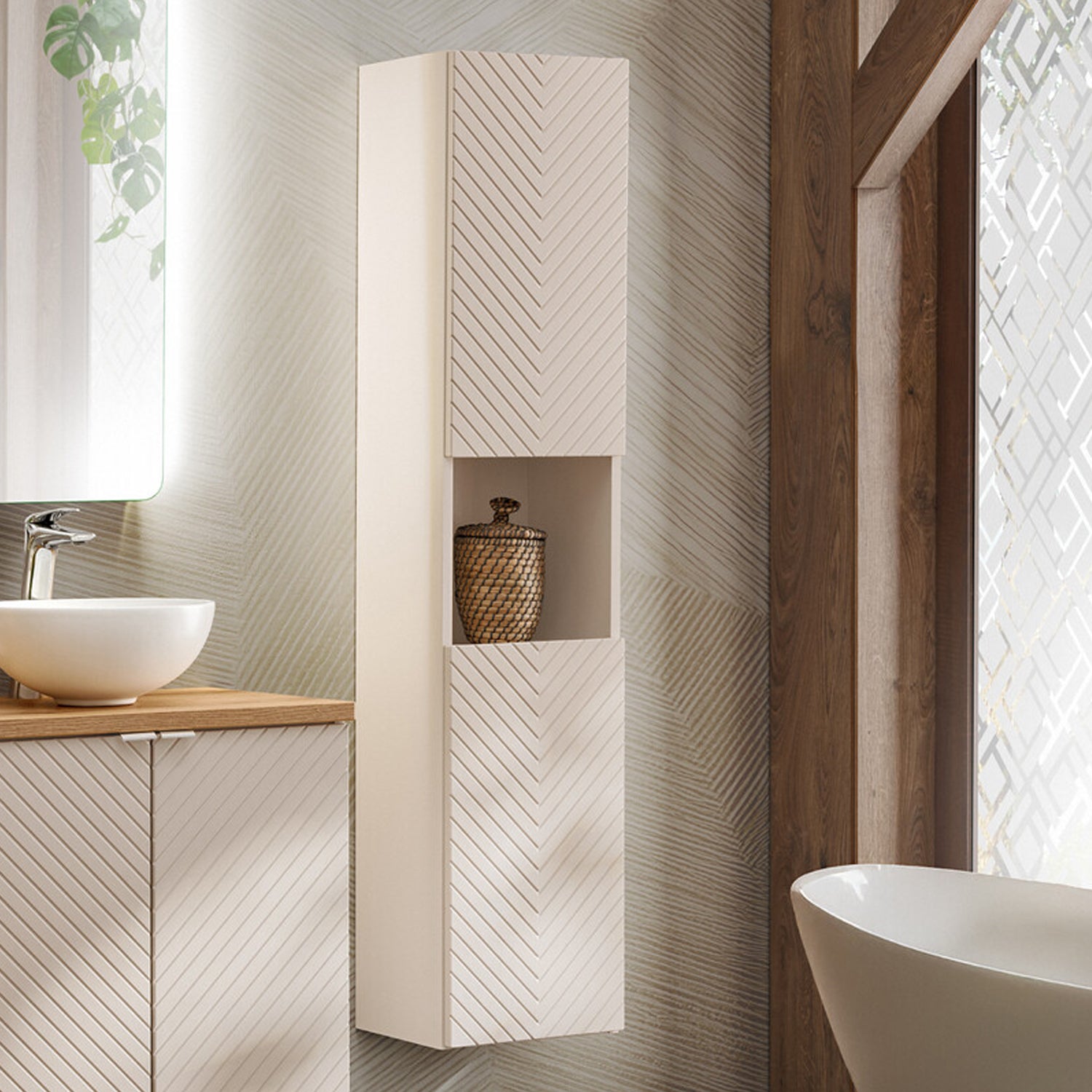 Viva Wall-Mounted 2 Bathroom Vanity Cabinets Set with Basin 80 cm - Cashmere