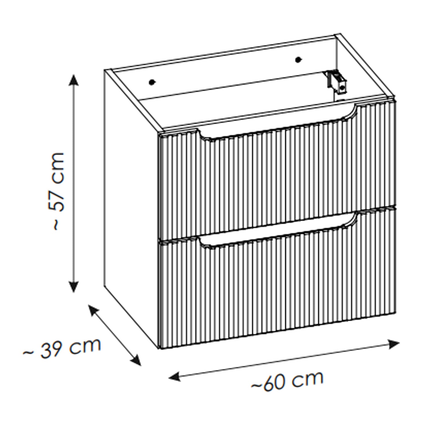 Nova Bathroom Cabinet Set with Drawers, Oak Worktop , Basins and Tall Unit - Baby Blue