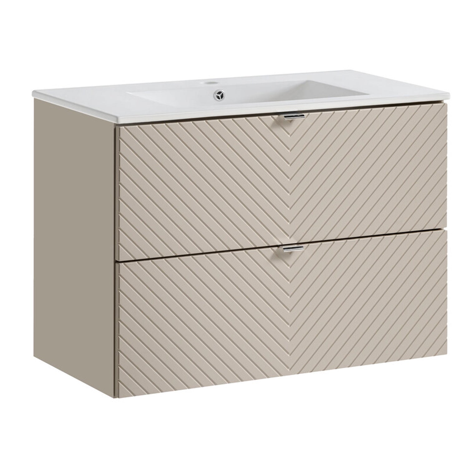 Viva Wall-Mounted 2 Bathroom Vanity Cabinets Set with Basin 80 cm - Cashmere