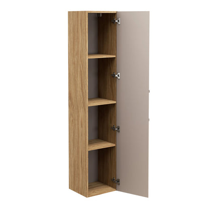 Luxor 3D Diamond Pattern 1 Door Tall Bathroom Cabinet - Oak / Beige