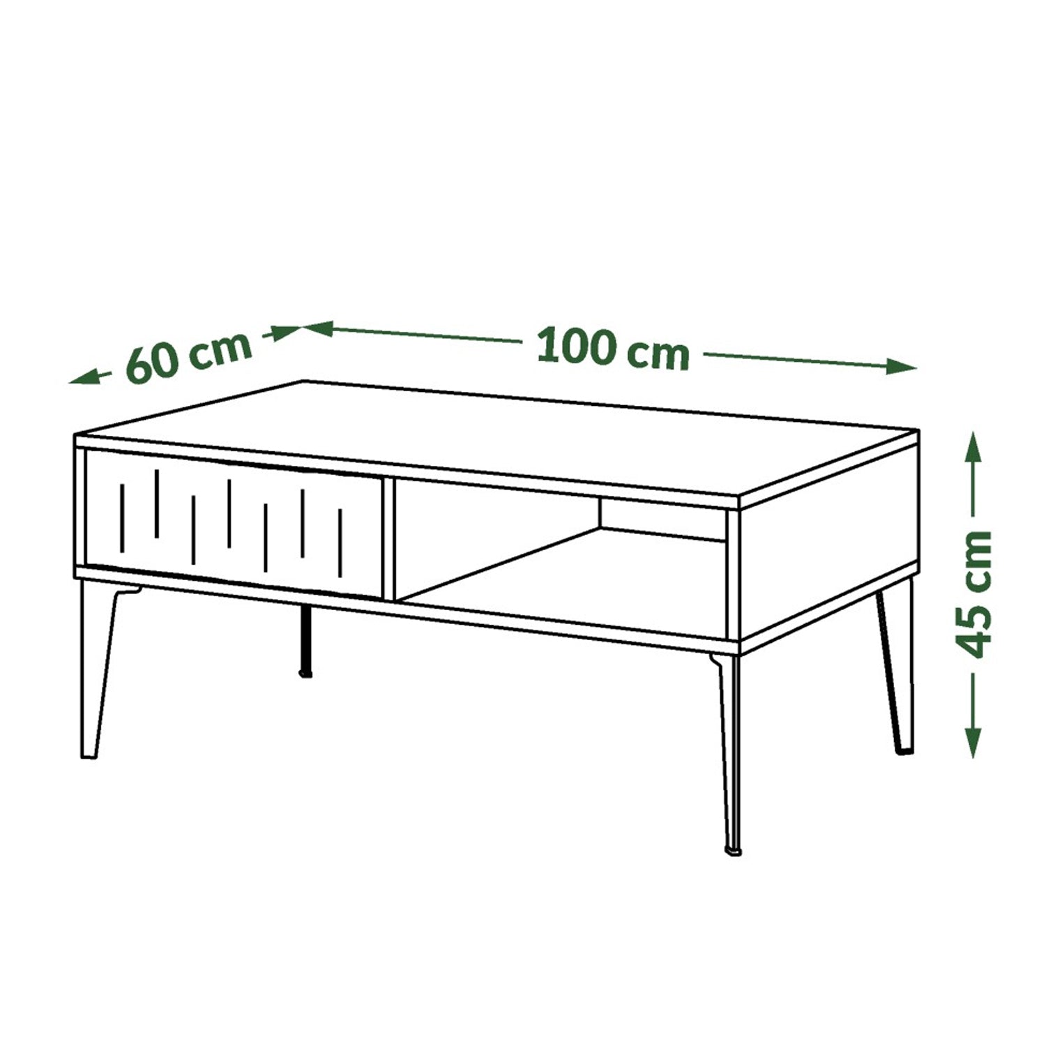 Rimini Premium Coffee Table with Storage and Drawer – Elegant Walnut / Black