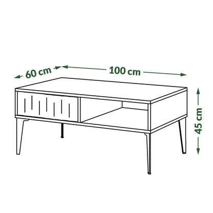 Rimini Premium Coffee Table with Storage and Drawer – Elegant Walnut / Black