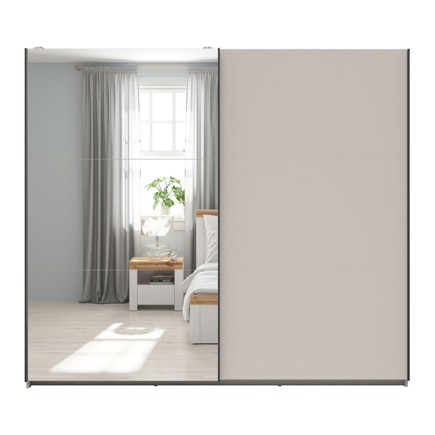 Exter 2 Door Sliding 220cm Wardrobe - Cashmere