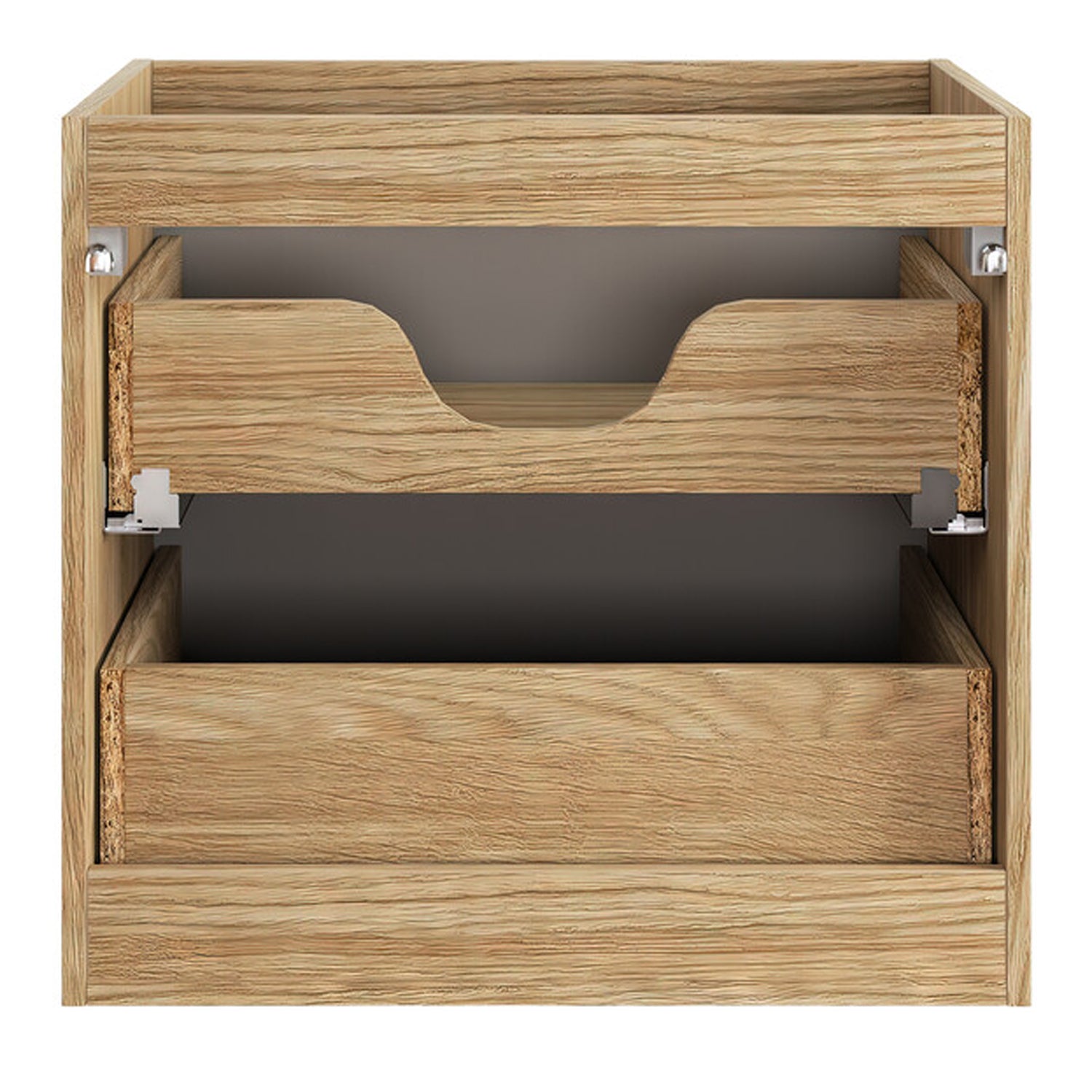 Luxor 3D Diamond Pattern 2 Drawer Bathroom Vanity Cabinet with Built-In Basin 60cm - Oak / Beige
