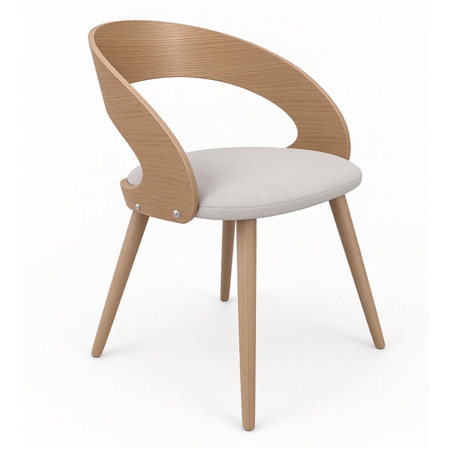 Ruston Scandinavian Style Set of 4 Wooden Chairs - Natural Beech / Light Grey