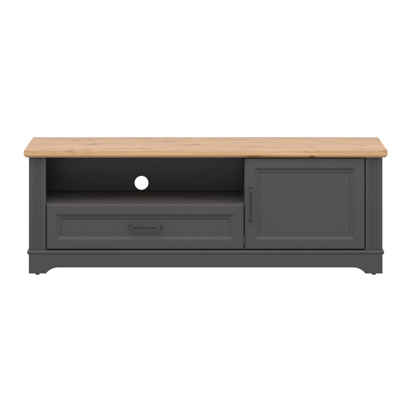Toya Low TV Unit with Drawer, Cupboard - Graphite / Artisan Oak