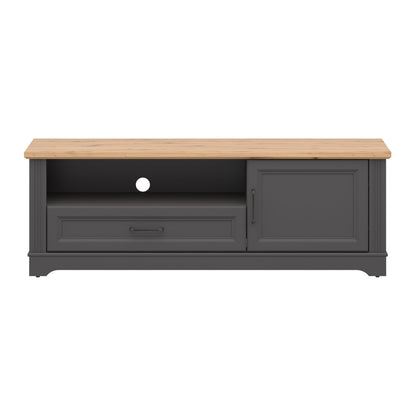 Toya Low TV Unit with Drawer, Cupboard - Graphite / Artisan Oak