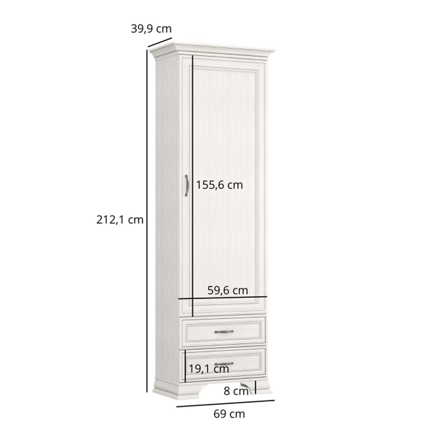 Tilda Elegant Tall Wardrobe - Fineline Crema