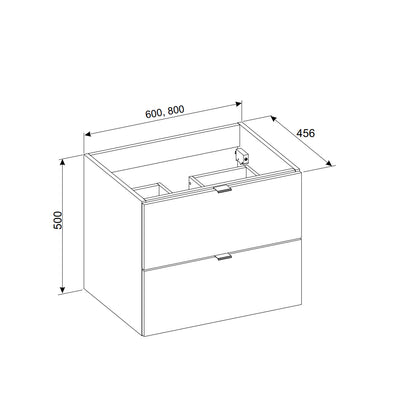 Dalia Bathroom Cabinet 60cm with 2 Drawers and Basin - Cashmere