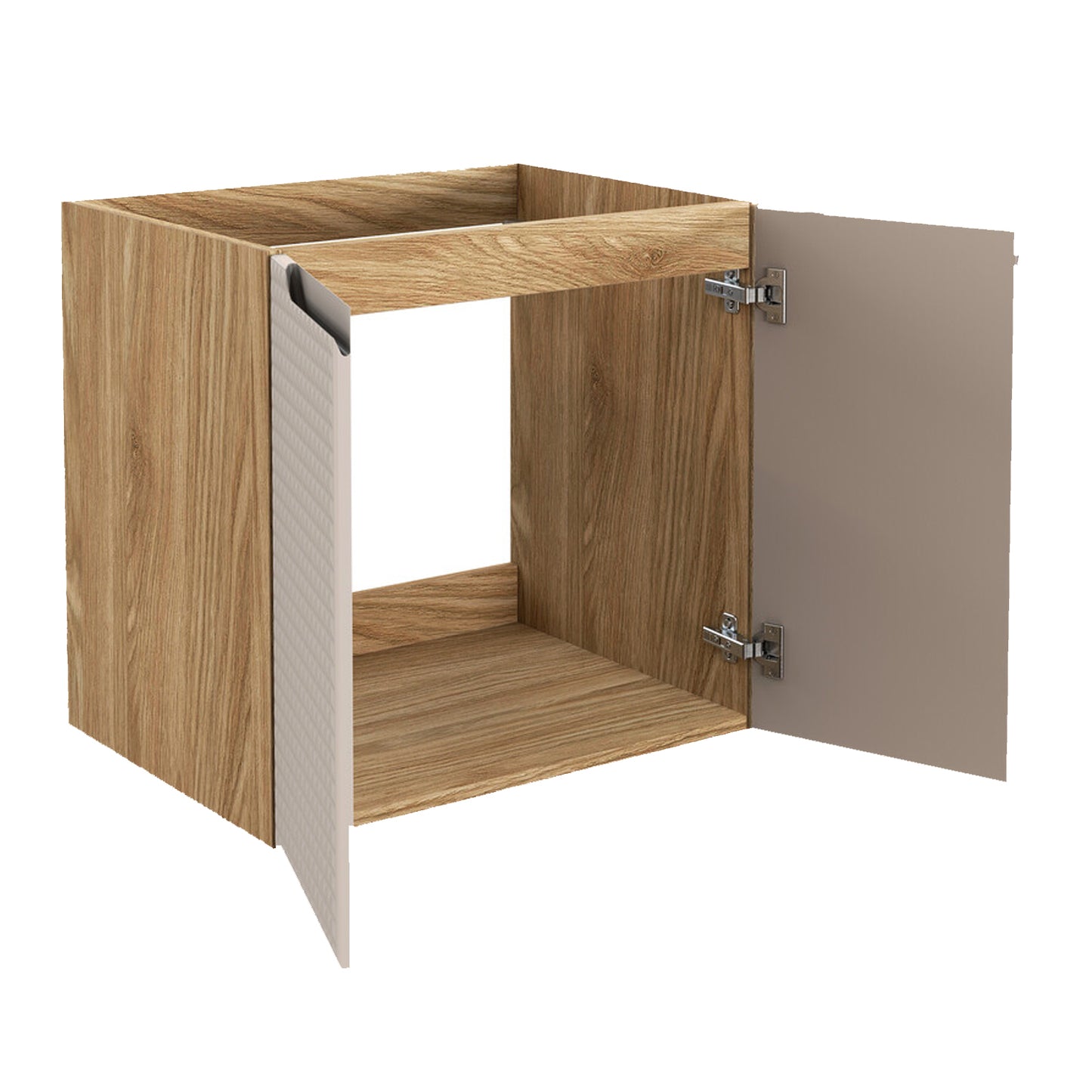 Luxor 3D Diamond Pattern 4 Door Bathroom Vanity Cabinet with Built-In Basin 120cm - Oak / Beige