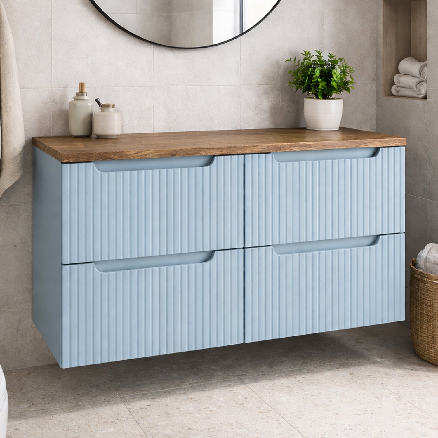 Nova Bathroom Cabinet 120cm with Worktop - Baby Blue
