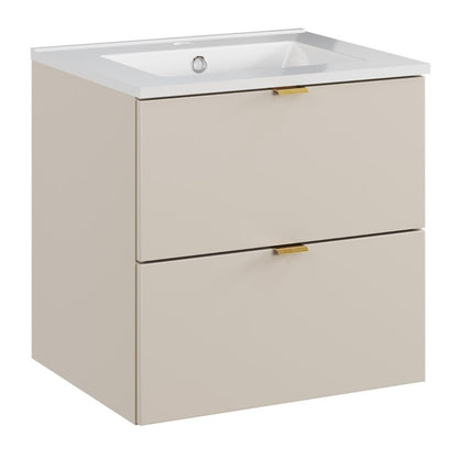 Dalia 2 Drawer Bathroom Cabinet Vanity Unit 50cm with Built-In Basin - Cashmere