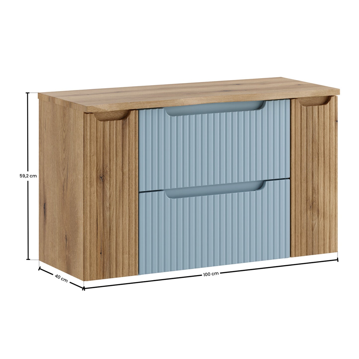 Nova Bathroom Cabinet 100cm with Worktop and Doors - Baby Blue