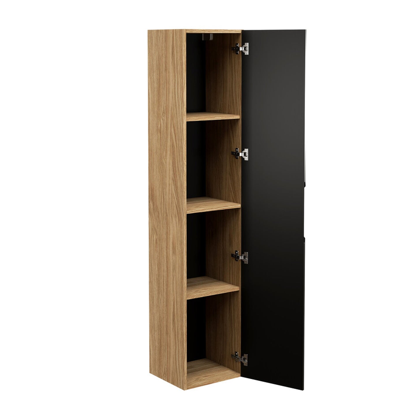 Luxor 3D Diamond Pattern 1 Door Tall Bathroom Cabinet - Oak / Black
