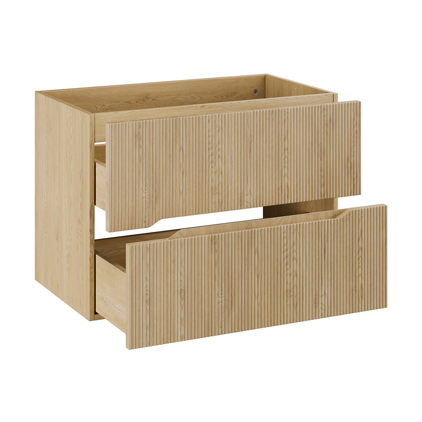 Nordic Bathroom Cabinet 80cm with 2 Drawers and Basin - Cremona Oak