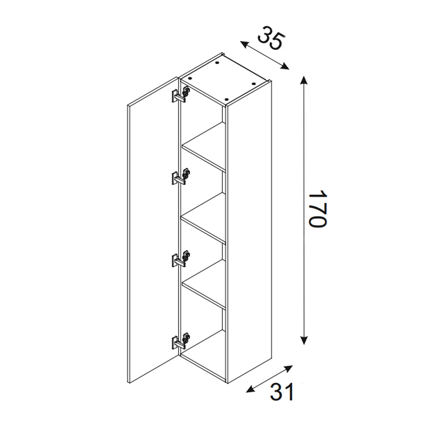 Luxor 3D Diamond Pattern 1 Door Tall Bathroom Cabinet - Oak / Black