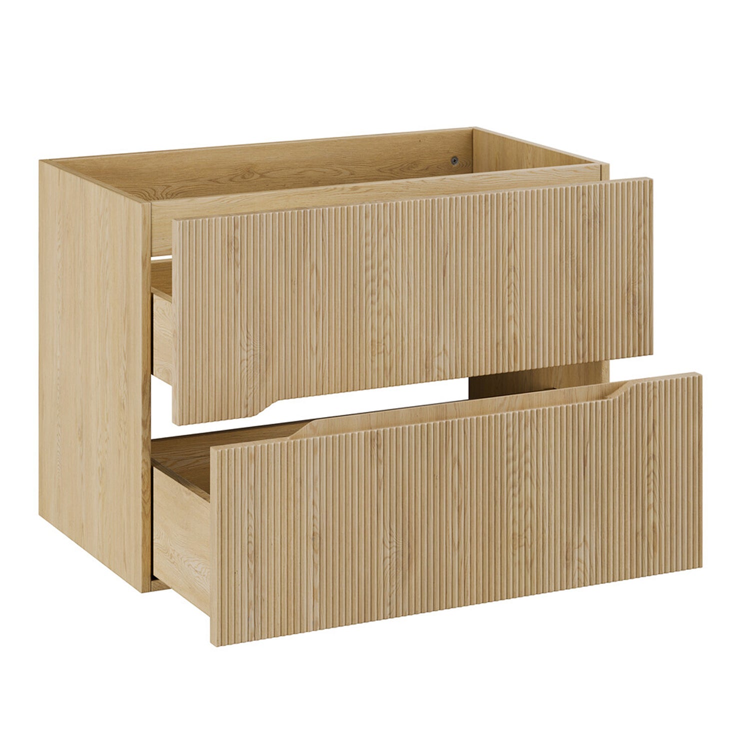 Nordic Bathroom Cabinet 80cm with 2 Drawers and Oval Basin - Cremona Oak