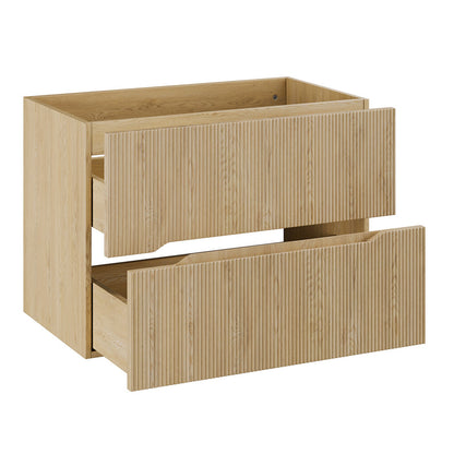 Nordic Bathroom Cabinet 80cm with 2 Drawers and Oval Basin - Cremona Oak