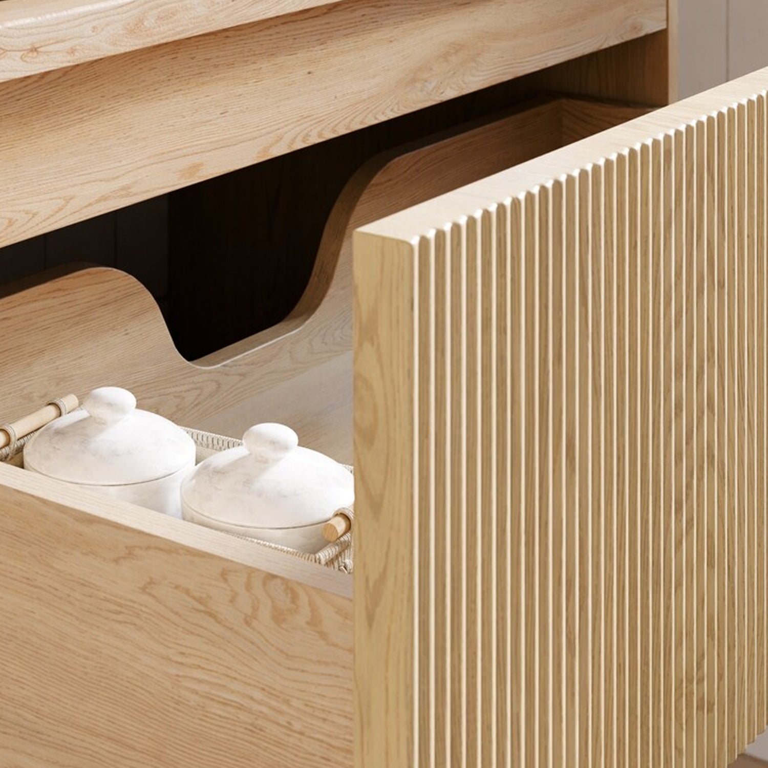 Nordic Bathroom Cabinet 80cm with 2 Drawers and Basin - Cremona Oak