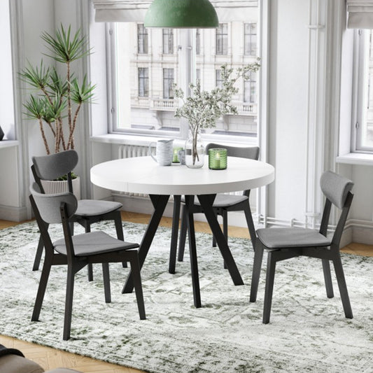 Expanso Round Extendable Dining Table with Y-Legs Loft - White / Black