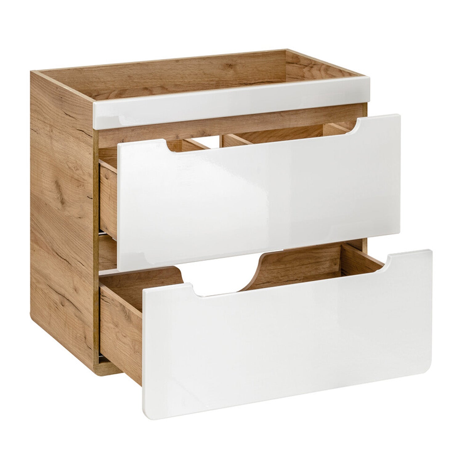 Aruba Modern Wall-Mounted 60cm Bathroom Vanity Unit with Basin - White / Oak Craft