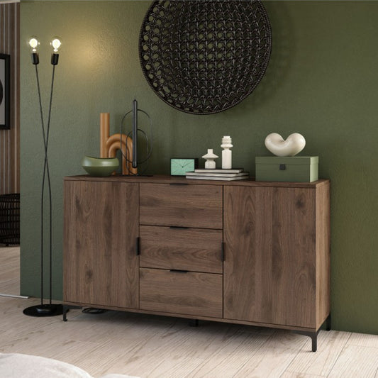 Lana Modern Storage Sideboard with Cabinets and Drawers - Elegant Walnut