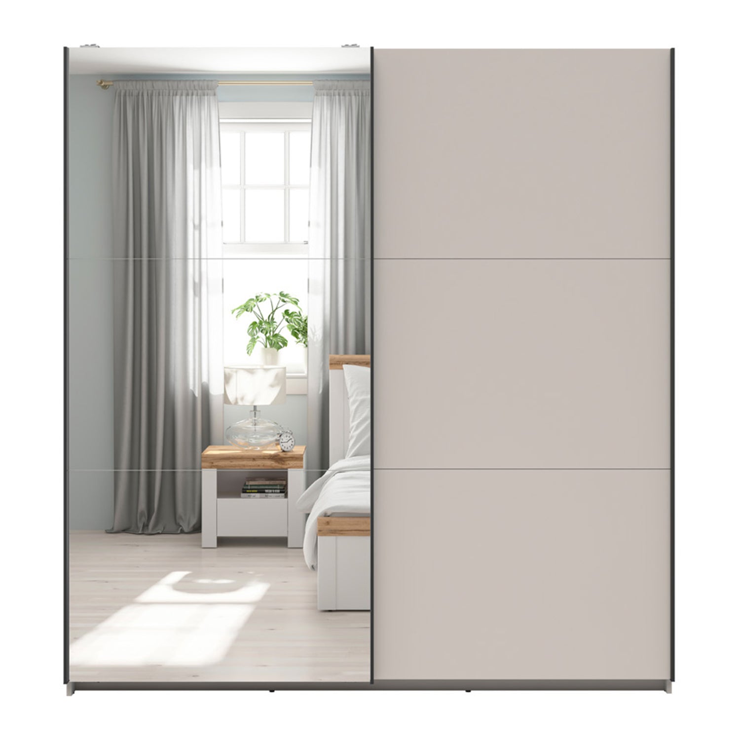 Exter 2 Door Sliding 183cm Wardrobe - Cashmere