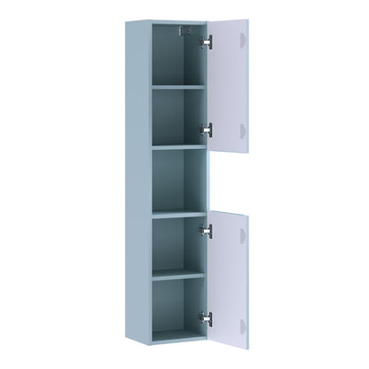 Nova Bathroom Cabinet Set with Drawers, Oak Worktop , Basins and Tall Unit - Baby Blue