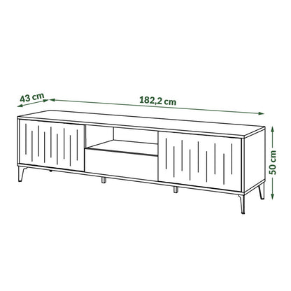Rimini Premium TV Unit with Storage Modern Textured Drawers - Elegant Walnut / Black