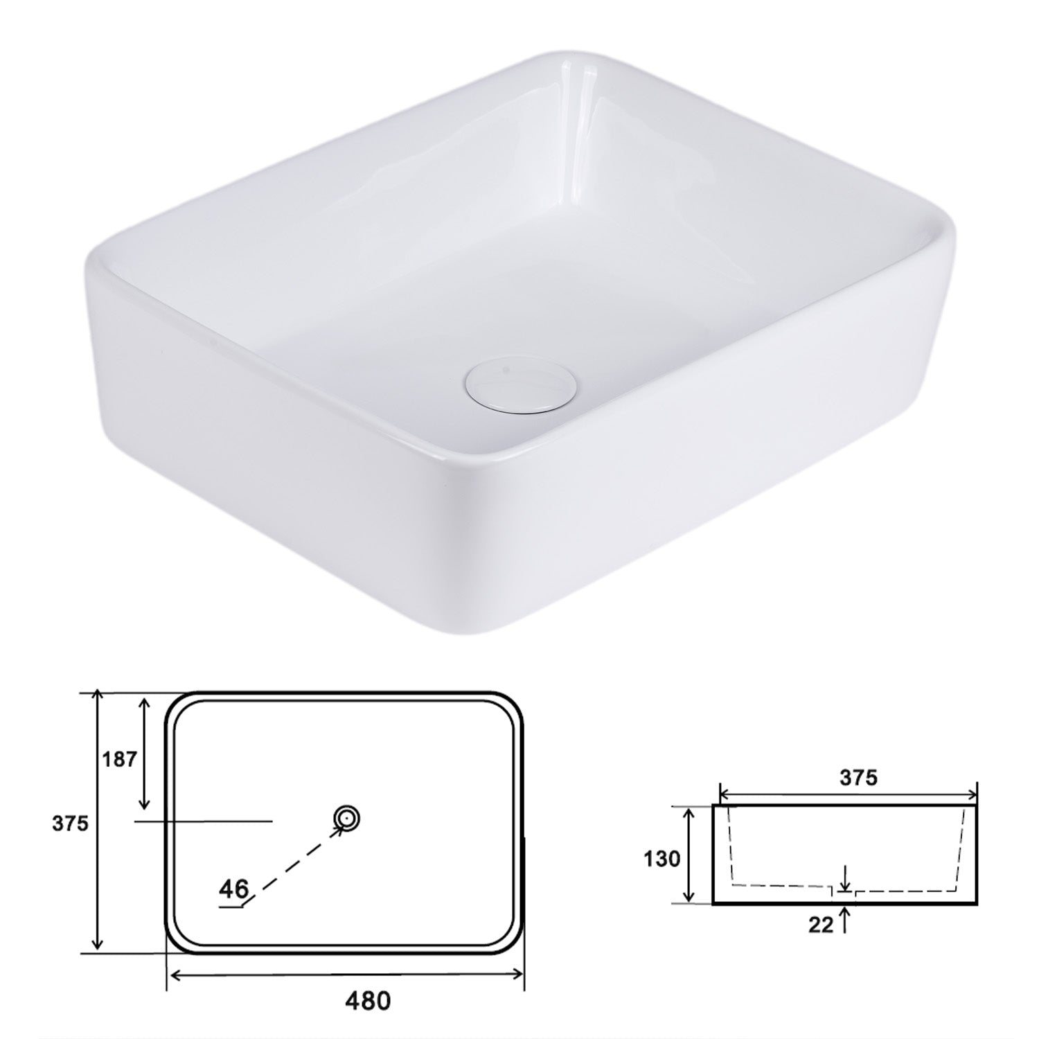 Gusto Scandi Style 2 Drawer Wall Cabinet Vanity Unit 60cm with Worktop Basin - White