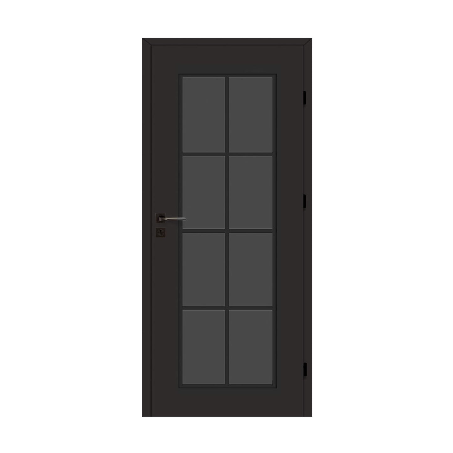 Perla 40 Dark Glass Internal Rebated Door Set with Frame and Handle - Black Matt