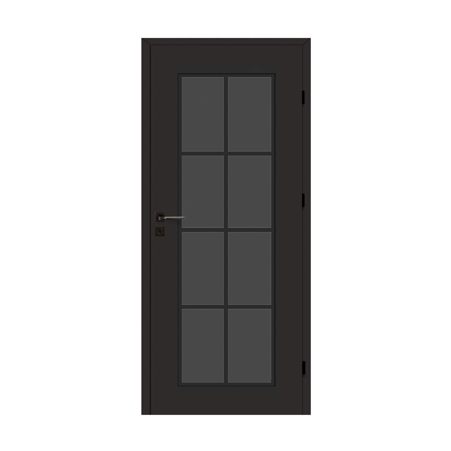 Perla 40 Dark Glass Internal Rebated Door Set with Frame and Handle - Black Matt