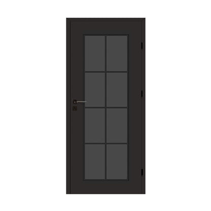 Perla 40 Dark Glass Internal Rebated Door Set with Frame and Handle - Black Matt