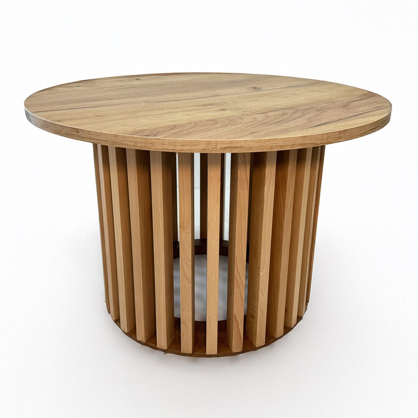 Ruston Scandinavian Style Wooden Slats Base Coffee Table 60cm - Gold Craft Oak