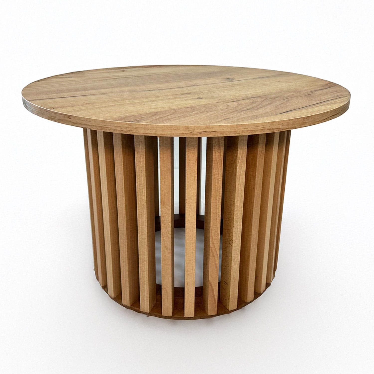 Ruston Scandinavian Style Wooden Slats Base Coffee Table 60cm - Gold Craft Oak