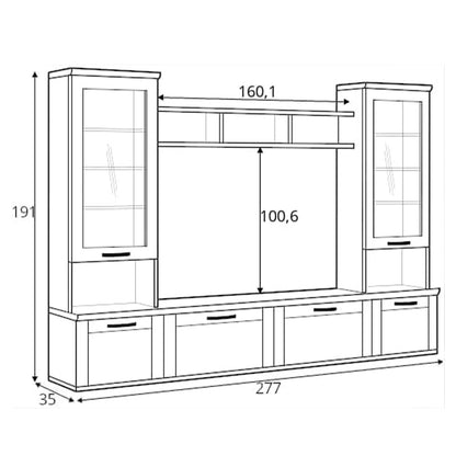 Romance Scandinavian Style Full Wall Unit with Storage - White Sibiu Larch