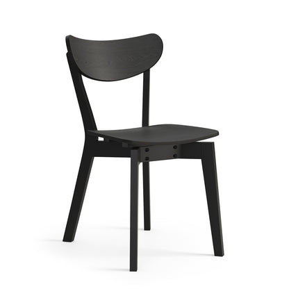 Roxy Luxury Set of 2 Wooden Chairs Retro Scandinavian Style - Black