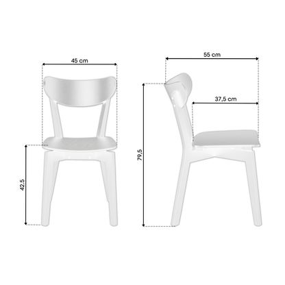 Roxy Luxury Set of 2 Wooden Chairs Retro Scandinavian Style - Black