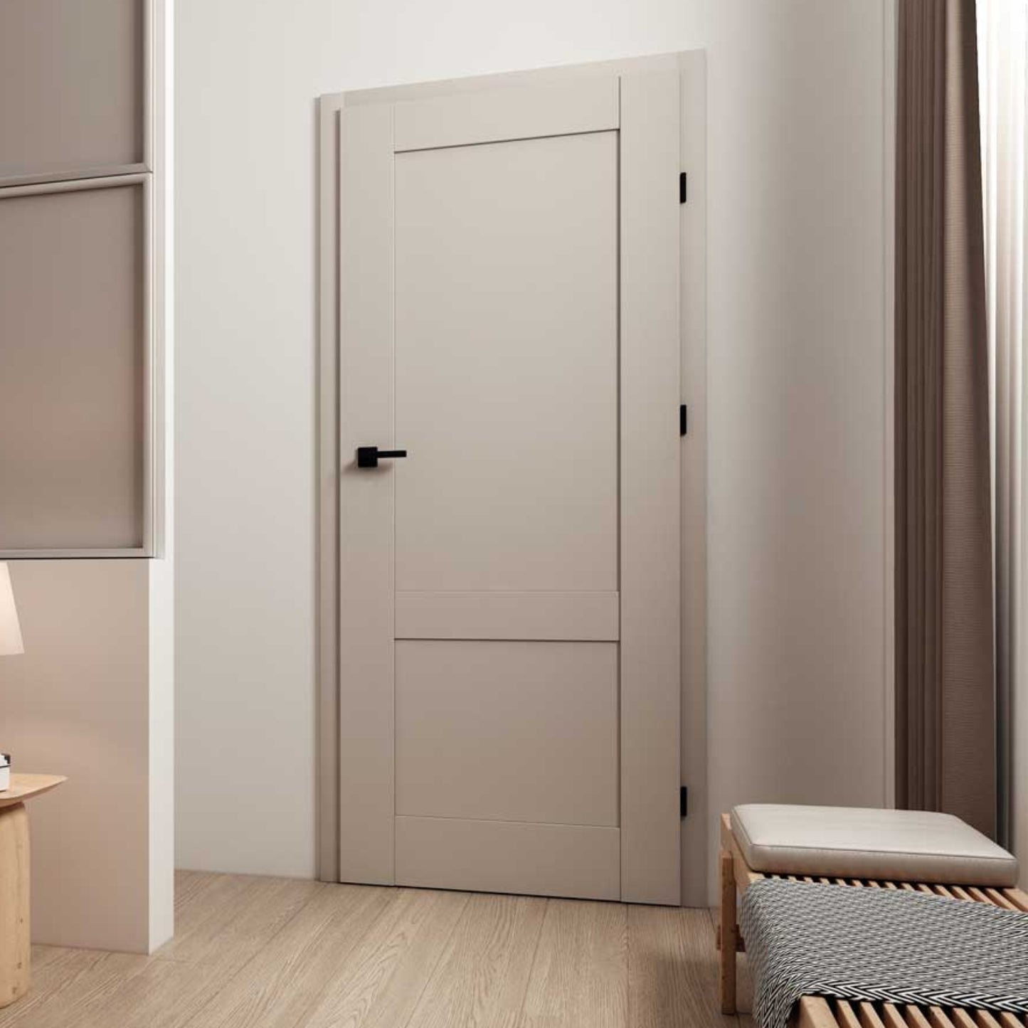 Rumba Internal Rebated Door Set with Frame and Handle - Cashmere