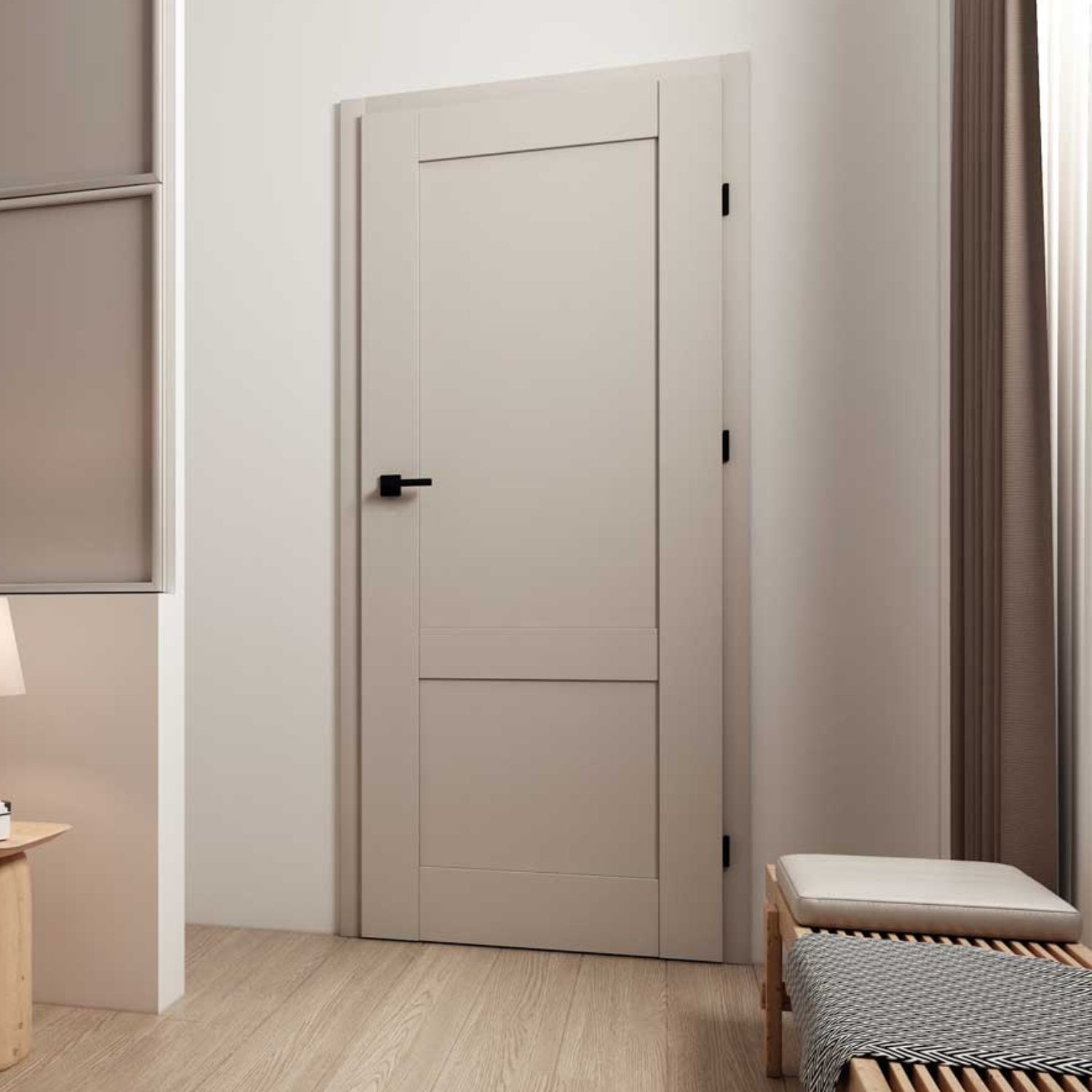 Rumba Internal Rebated Door Set with Frame and Handle - Cashmere