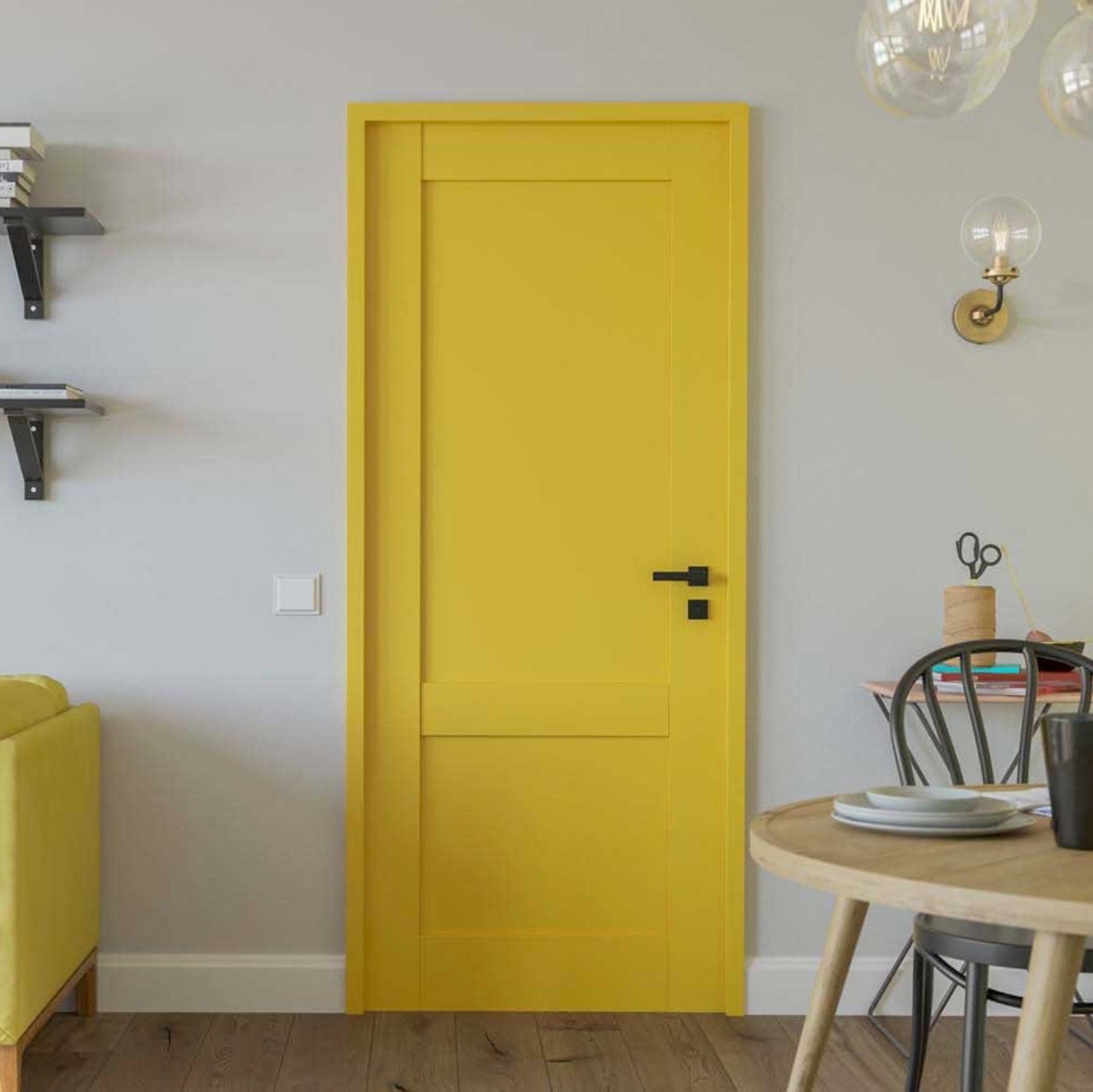 Rumba Internal Non-Rebated Door Set with Frame and Handle - Bahama Yellow