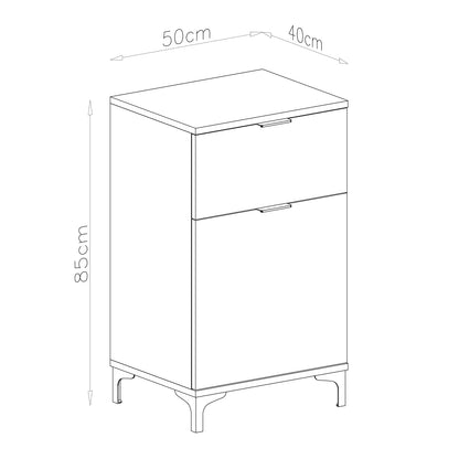 Lana Modern Slim Sideboard with Drawer and Cupboard – White